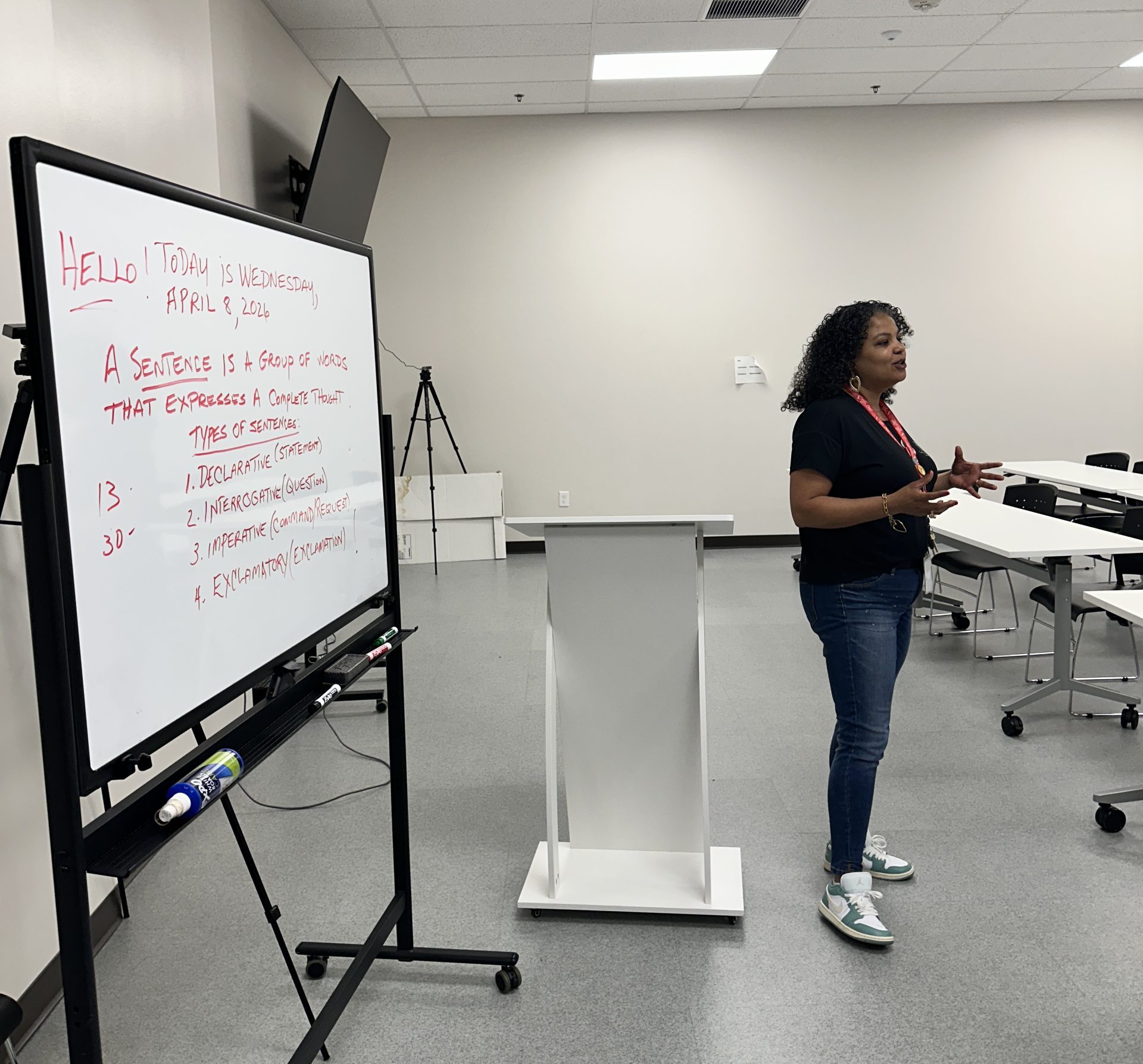 ESL participant learning English at Catholic Social Services